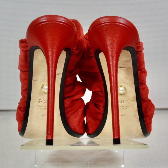 Alevi Milano Net Red Fabric Mules 110 Size EU 41 - Picture 12 of 12